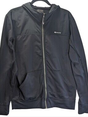 SUGO MemsI Black Full-Zip Windbreaker Hoodie Size L Small Flaw